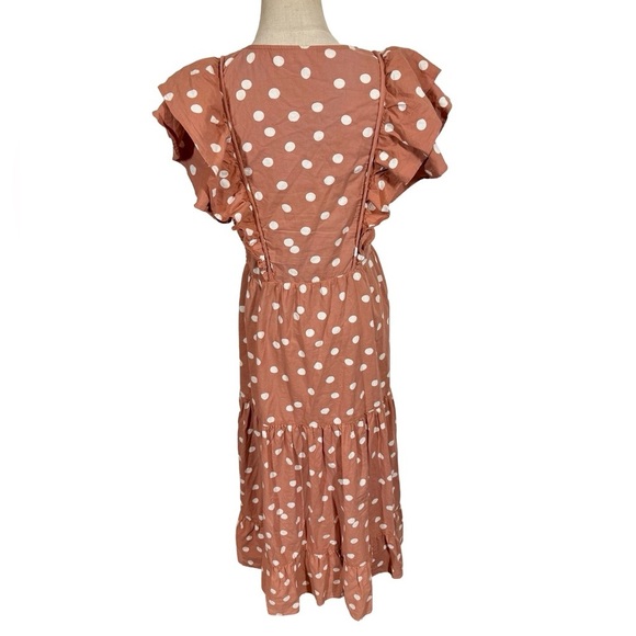 Roller Rabbit Polka Dot Ondine Tiered Ruffle Dress in Clay Color - Picture 10 of 16